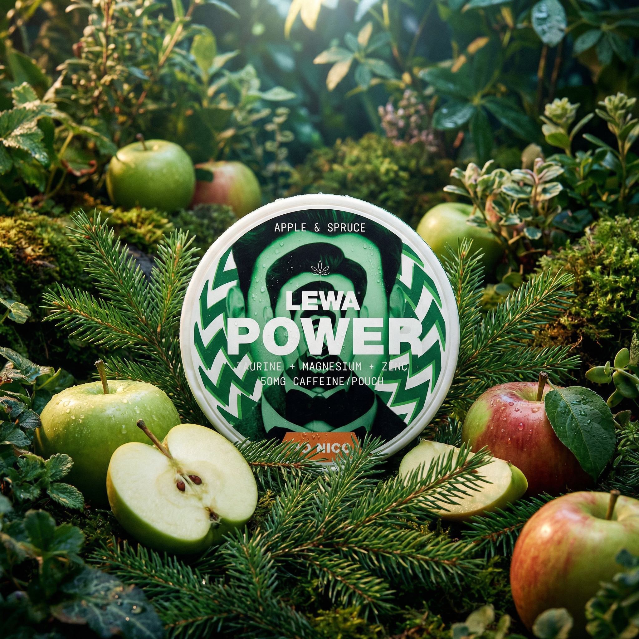 LEWA POWER product surrounded by apples and greenery